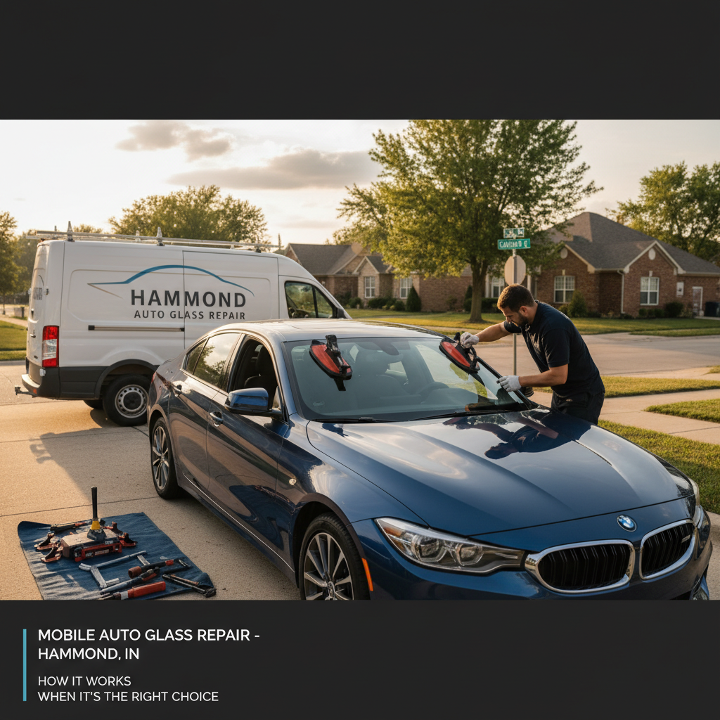 Mobile auto glass repair Hammond IN: Windshield chip fix service at home or work.