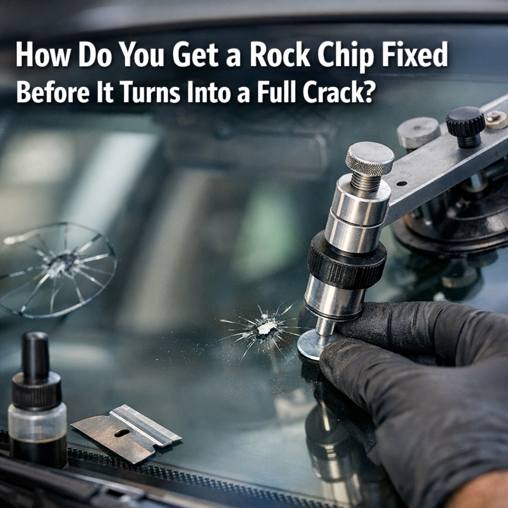 Professional illustration of How Do You Get a Rock Chip Fixed Before It Turns Into a Full Crack?