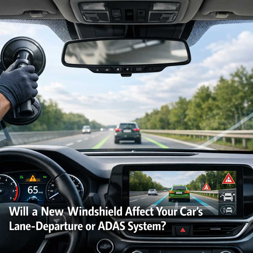 Professional illustration of Will a New Windshield Affect Your Car's Lane-Departure or ADAS System?